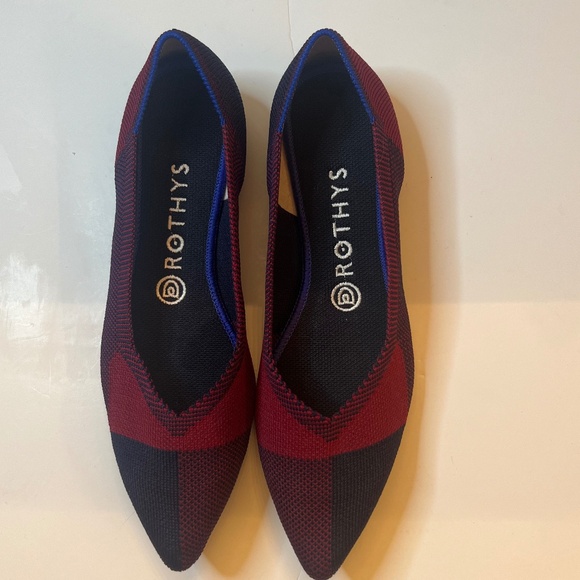 Rothy's Shoes - New Rothy’s The Point in Limited Edition Crimson & Navy Plaid Size 8